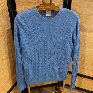 Lacoste Men’s Sky Blue Cable-Knit Crewneck Sweater